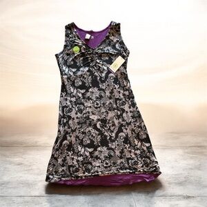 Gaiam REVERSIBLE Black and Purple Athleisure Dress SZ M